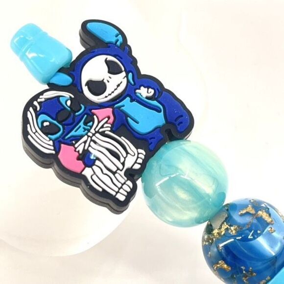 Halloween costumes Stitch Jack Skellington handmade pen NEW beads gold blue blac - Picture 4 of 6